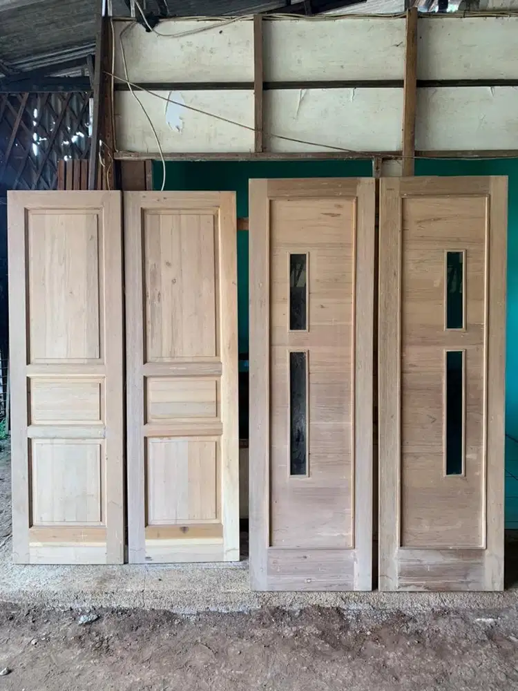Pintu Utama Meranti Model Minimalis & Panel (Bahan Kayu Bekas)