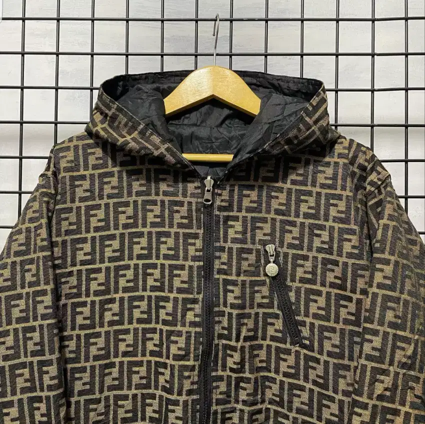 Auth fendi zucca monogram Reversible hoodie jacket