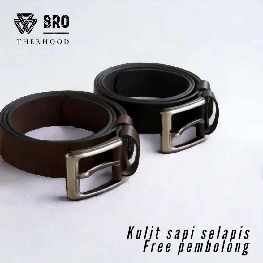 Ikat pinggang gesper kulit sapi asli satu lapis GB01