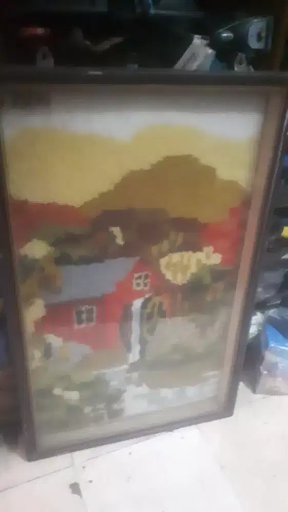 Hiasan dinding benang rajut uk 65 x 105cm unik utk yg phm sj hrg murah