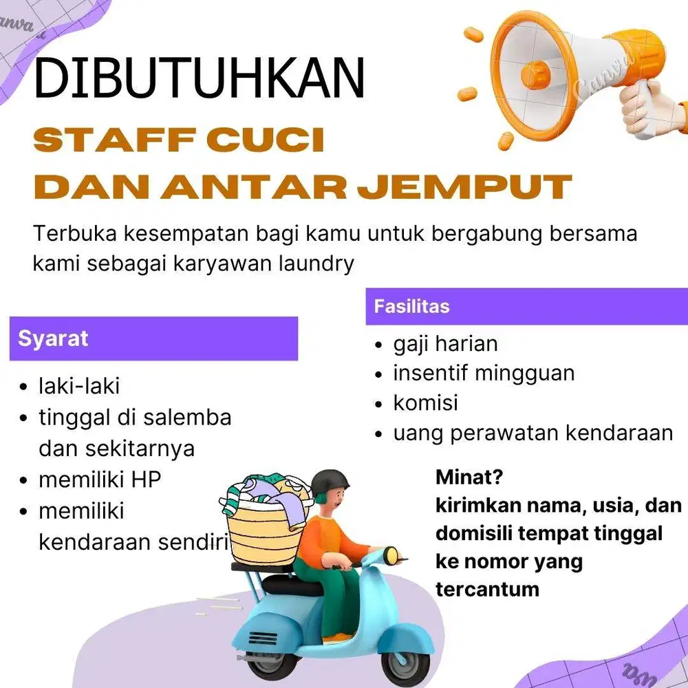 Delivery untuk laundry di daerah salemba
