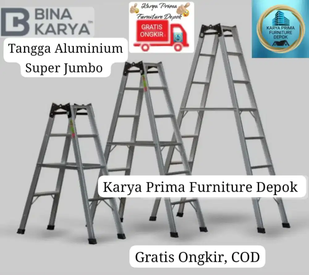 Tangga Lipat Aluminium 2,5meter bisa Dipanjangkan 5meter 1 Juta COD