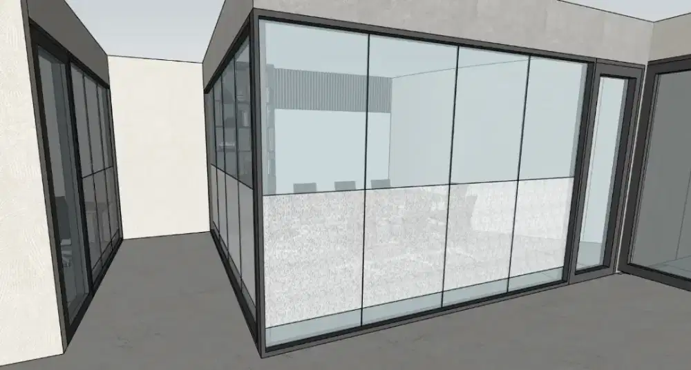 Partisi kaca+ gipsum