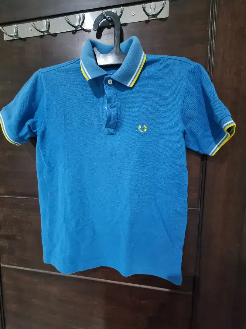 SHIRT FRED PERRY TWIN TIPPED BLUE / WHITE / YELLOW ORIGINAL