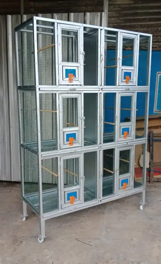Sangkar ternak burung kenari, lovebird, perkutut dll model 6 kamar