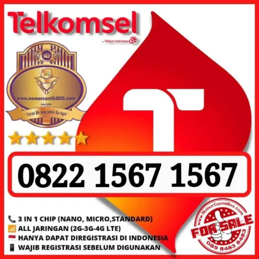 Nomor Cantik simPATI LOOP DOUBLE ABCD 1567