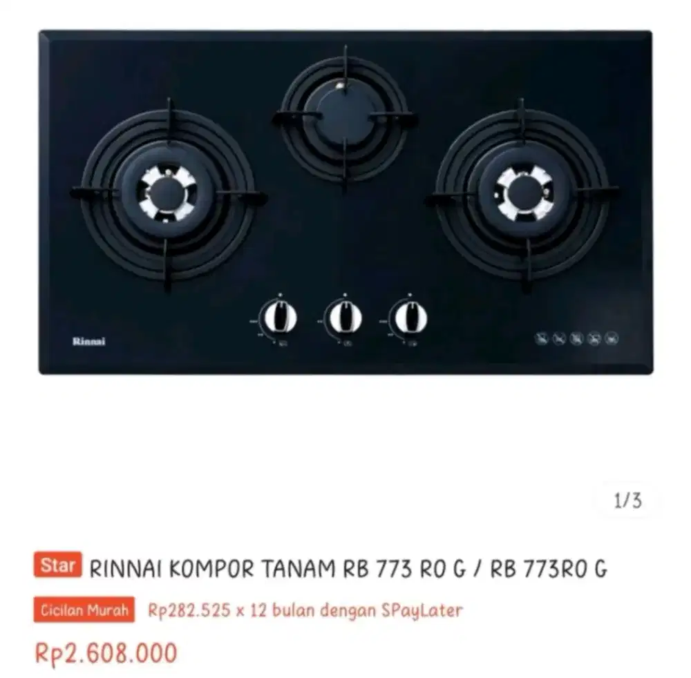 RINNAI TANAM RB 773 R0 G NEW BELUM DIPAKAI