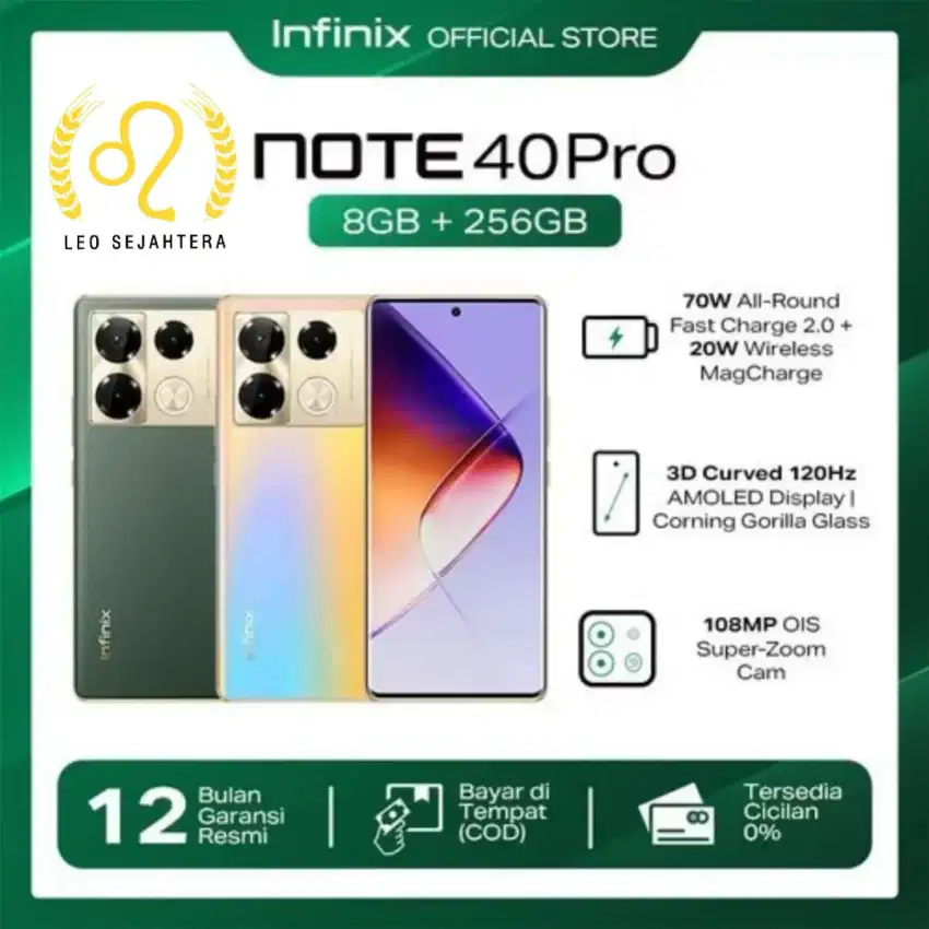 Infinix note 40 pro ram 8gb 256GB Layar Amoled lengkung garansi 1 thn