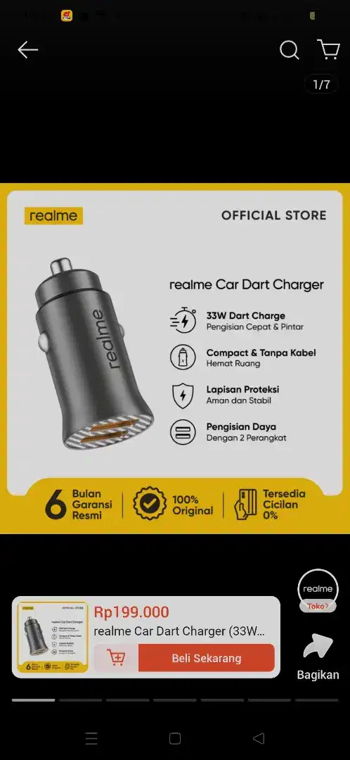 Realme DART & VOOC charger mobil