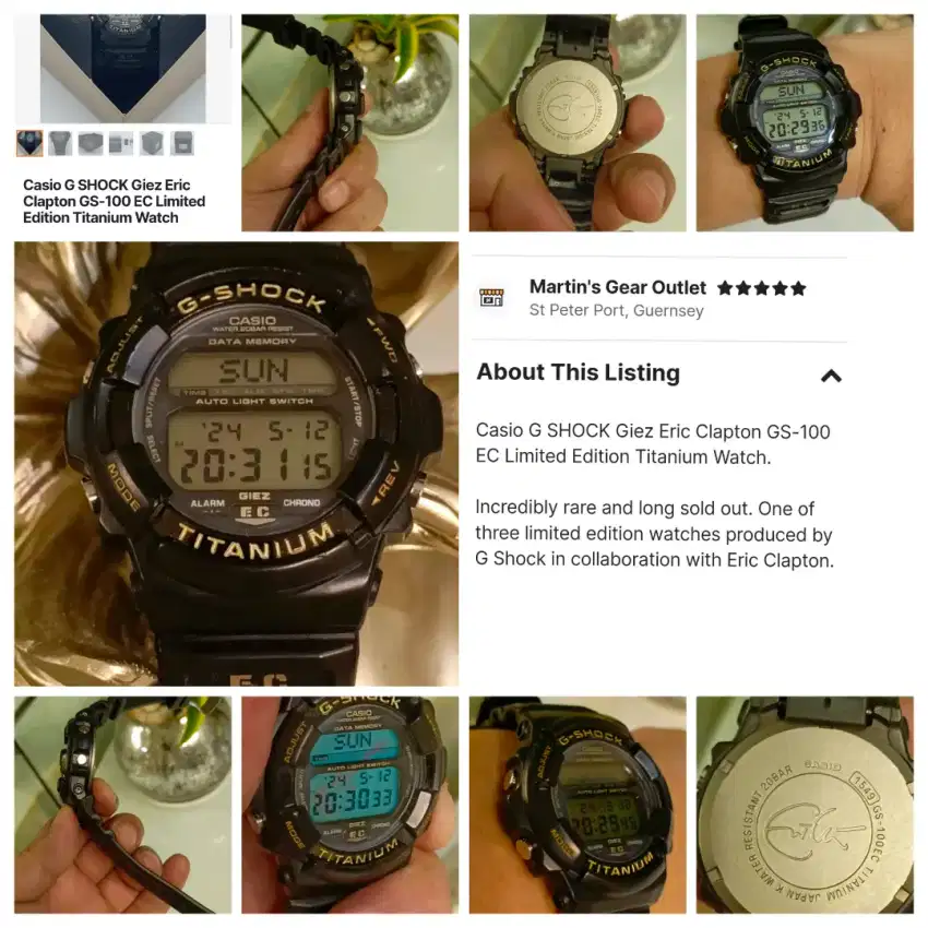 CASIO GSHOCK GIEZ ERIC CLAPTON GS-100 EC LIMITED EDITION TITANIUM NEGO