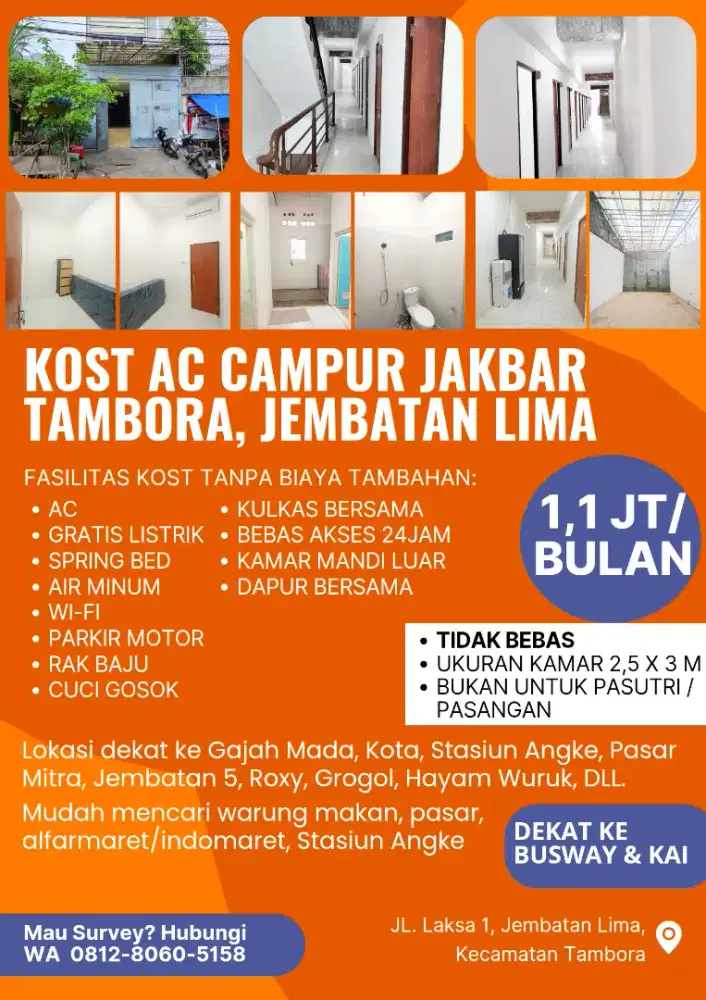 Kost Campuran AC Jembatan Lima Jakarta Barat