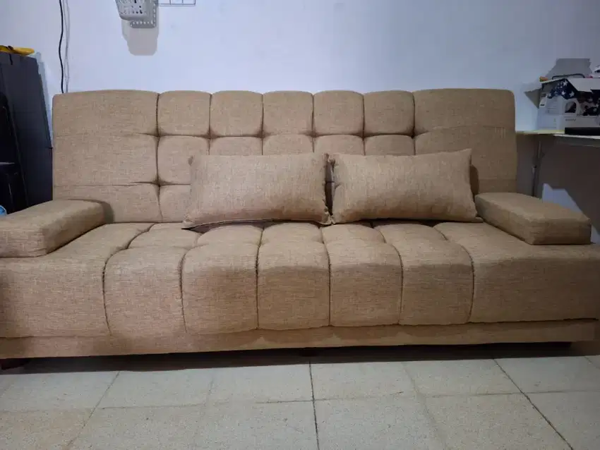 Sofa bed bahan canvas panjang 200cm msh baru