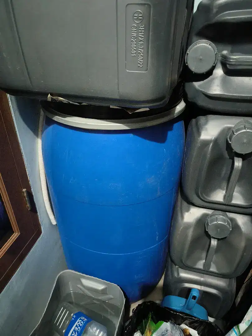 Drum plastik tong biru bekas 160kg 160 liter tebal buat tangki air