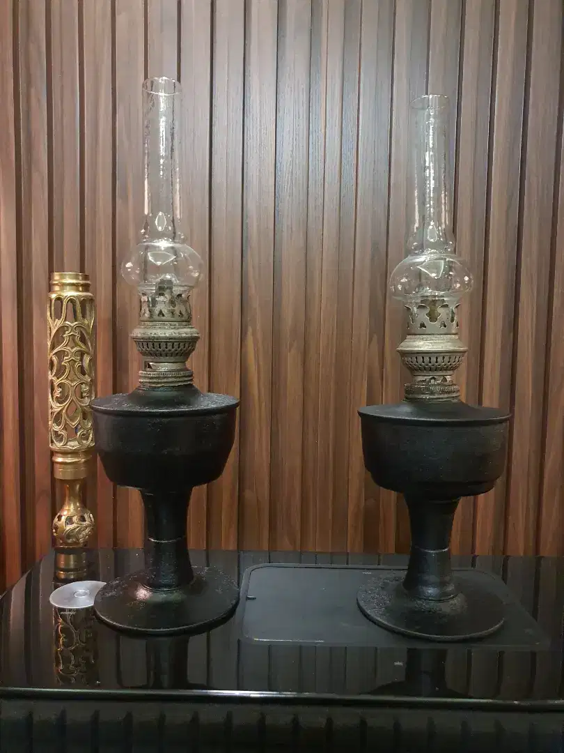 Lampu meja minyak vintage antik 1pasang