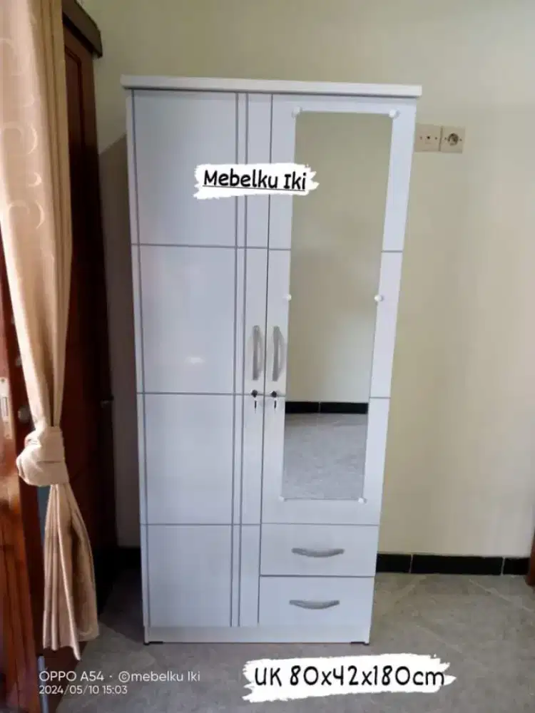 Lemari pakaian 2pintu 2laci luar cermin panjang BS kirim COD