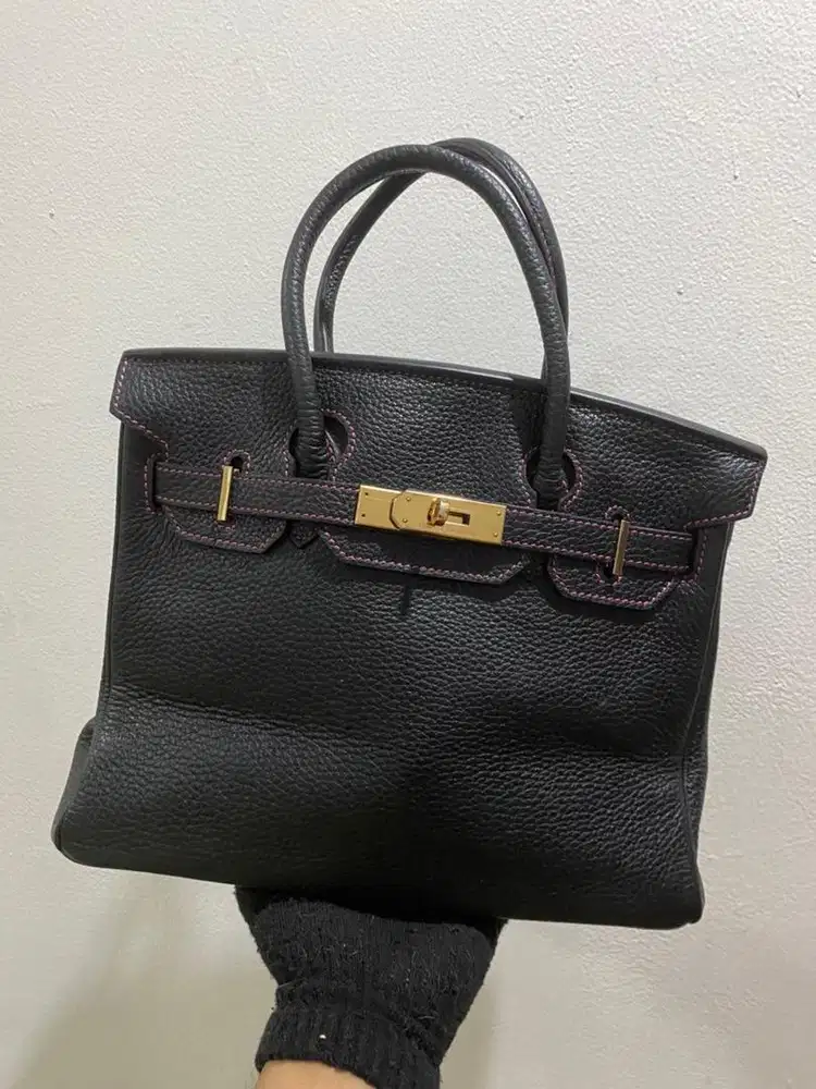 Hermes birkin black leather zipper riri (saleeee) harga net