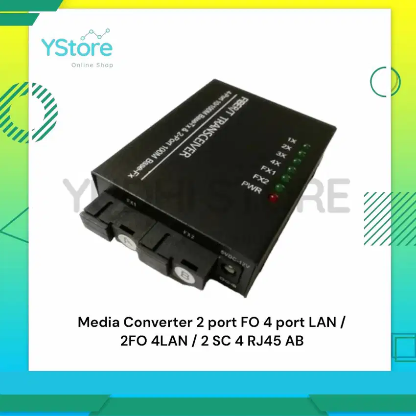 Media Converter 2 port FO 4 port LAN / 2FO 4LAN / 2 SC 4 RJ45 AB