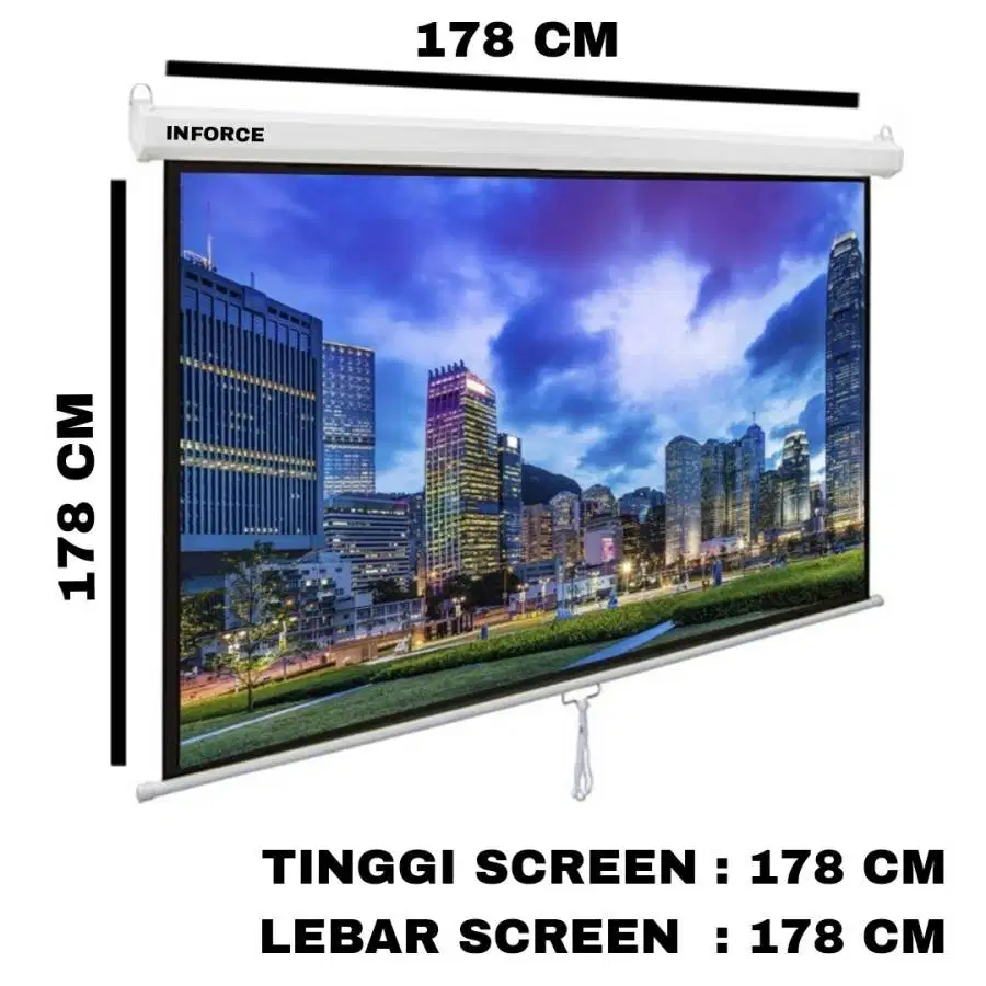 WALL SCREEN 70 INCH LAYAR 70 1:1 PROYEKTOR (1780X1780)