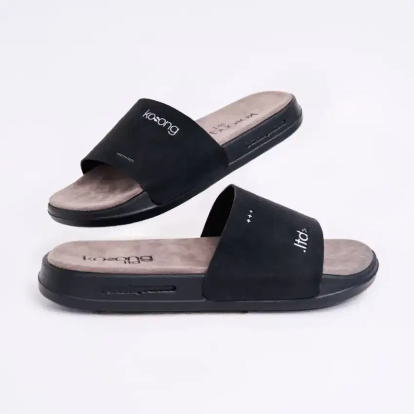 sandal Pria Wanita LUXE Suede Black Grey/Hitam Abu2x ukuran 42