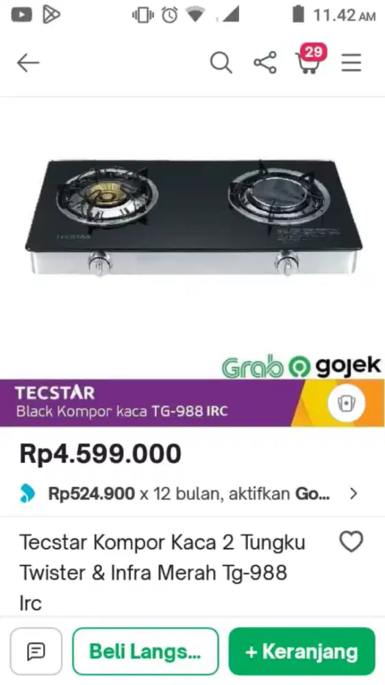 Kompor gas tanam baru