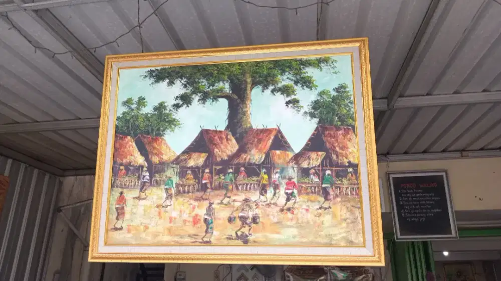 LUKISAN KANVAS PALET UK 70X90 GAMBAR PASAR