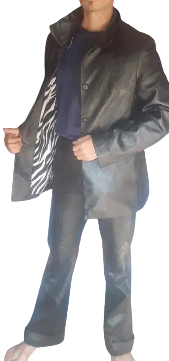 Setelan Jaket Jas Celana Kulit Domba Asli Import Hitam