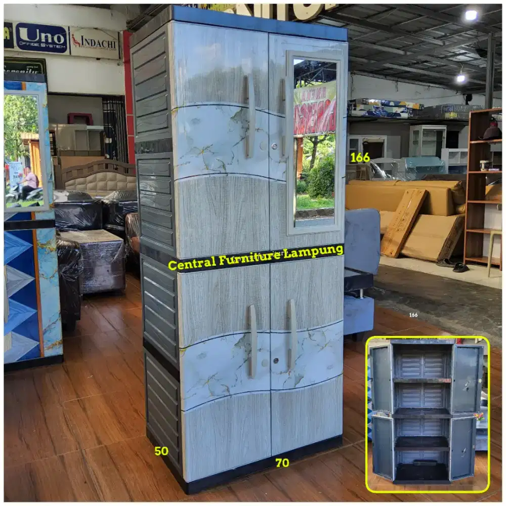 Lemari pakaian 2p plastik anak full rak full kunci