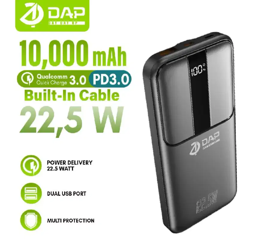 Powerbank DAP 10000mah ( DIGITAL & FAST CHARGING )