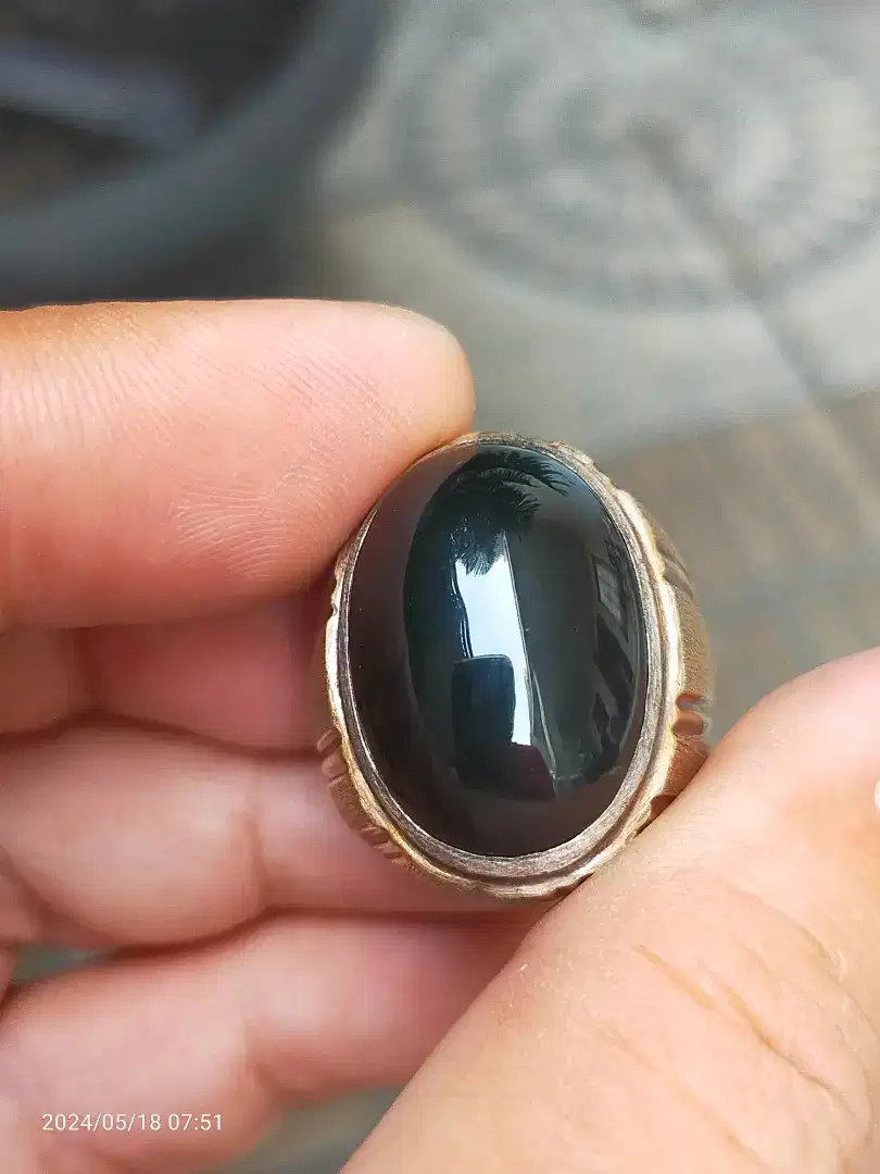 Batu black Jade Aceh natural 23*16*9 ring perak Indocrase giok