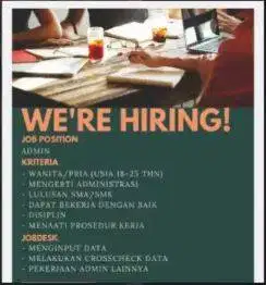 Staff Admin PT. BCP. Jln. Kasir, Tangerang Kota