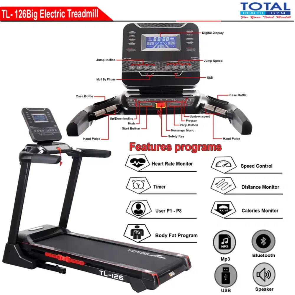 Alat fitnes treadmill elektrik big tl 126