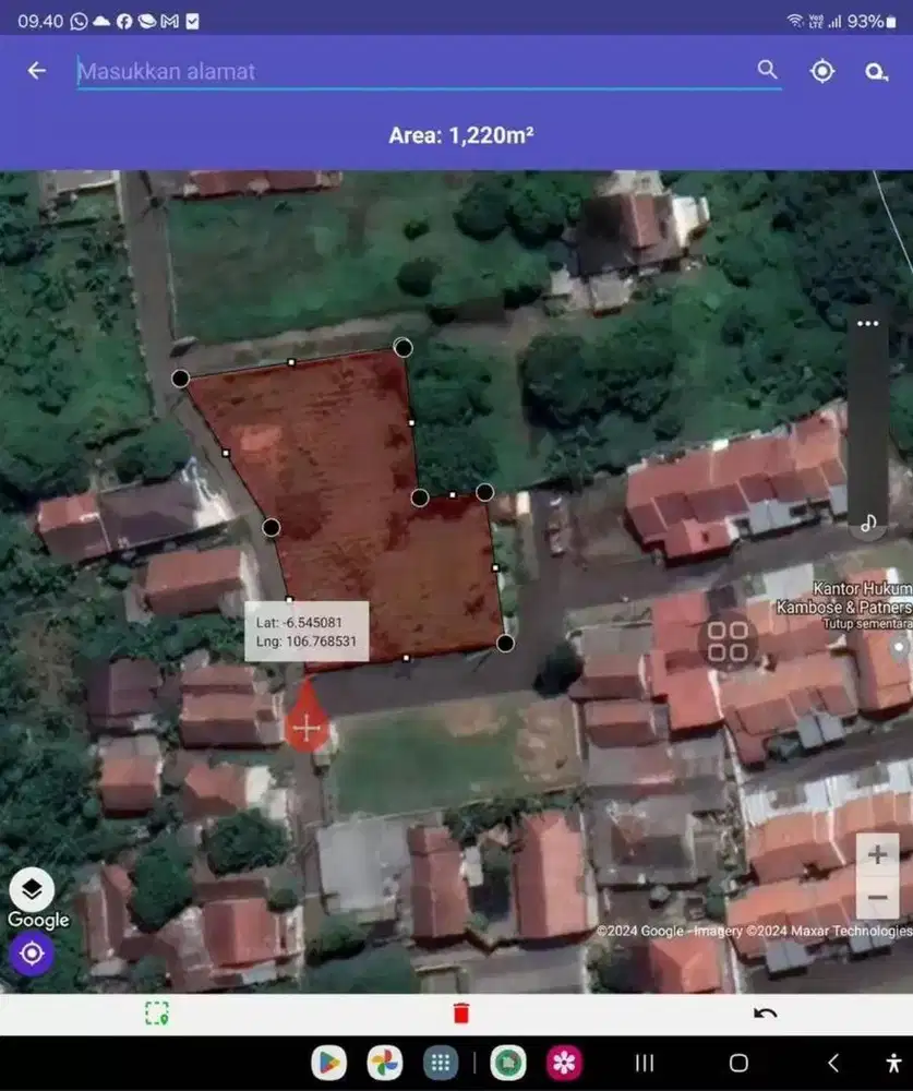 DIJUAL TANAH SHM LUAS 1220m2, 700m dari BOGOR OUTER RING ROAD (BORR)