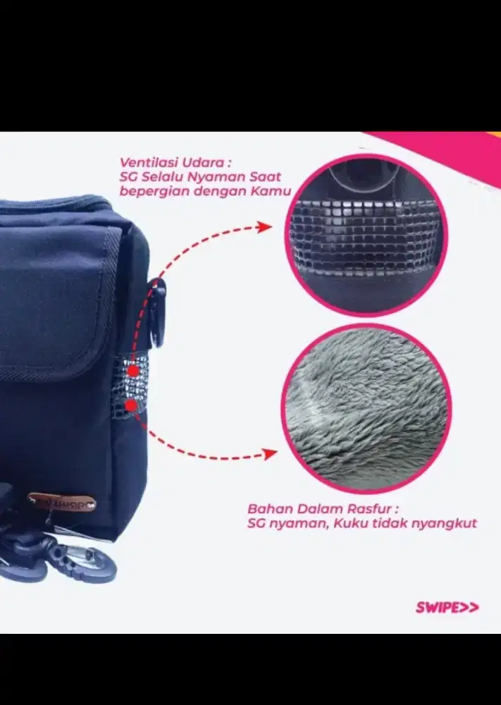 Travel pouch sugar glider medium size (harga net)