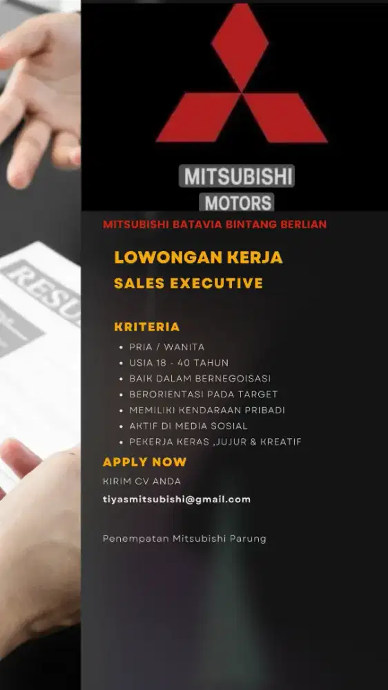LOWONGAN SALES EXECUTIVE MITSUBISHI