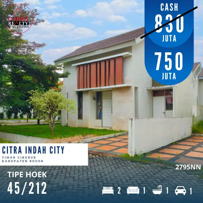 Rumah Hoek Murah RE Platinum 45/212 Citra Indah City