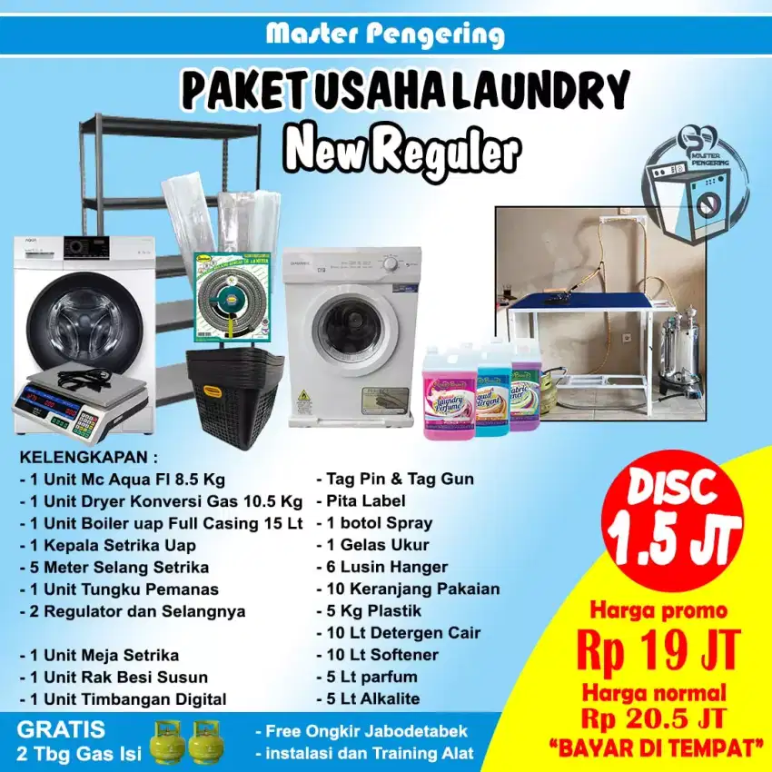 PAKET LENGKAP USAHA LAUNDRY|MESIN CUCI|PENGERING