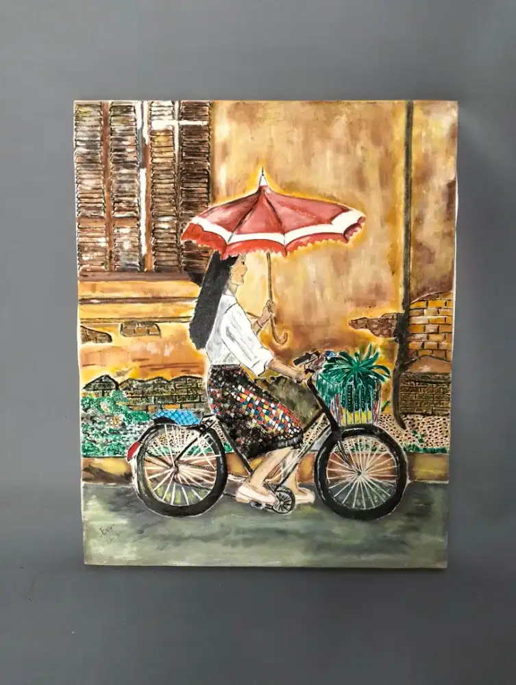 Lukisan cantik  bersepeda