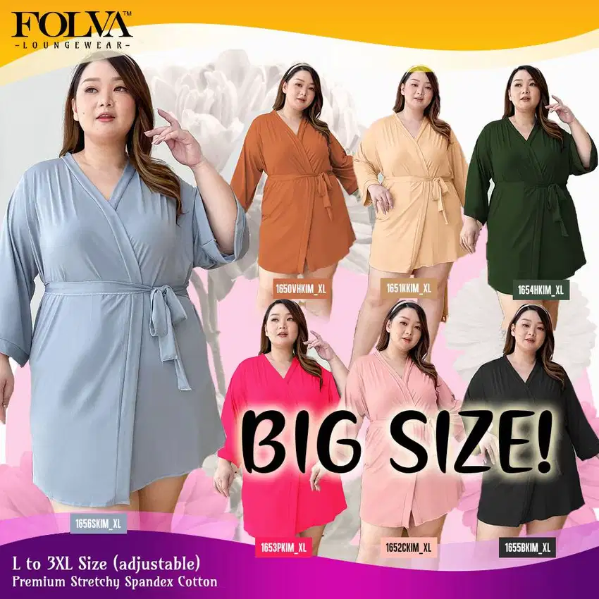 FOLVA kimono tidur wanita sleeping robe spandex melar big size jumbo
