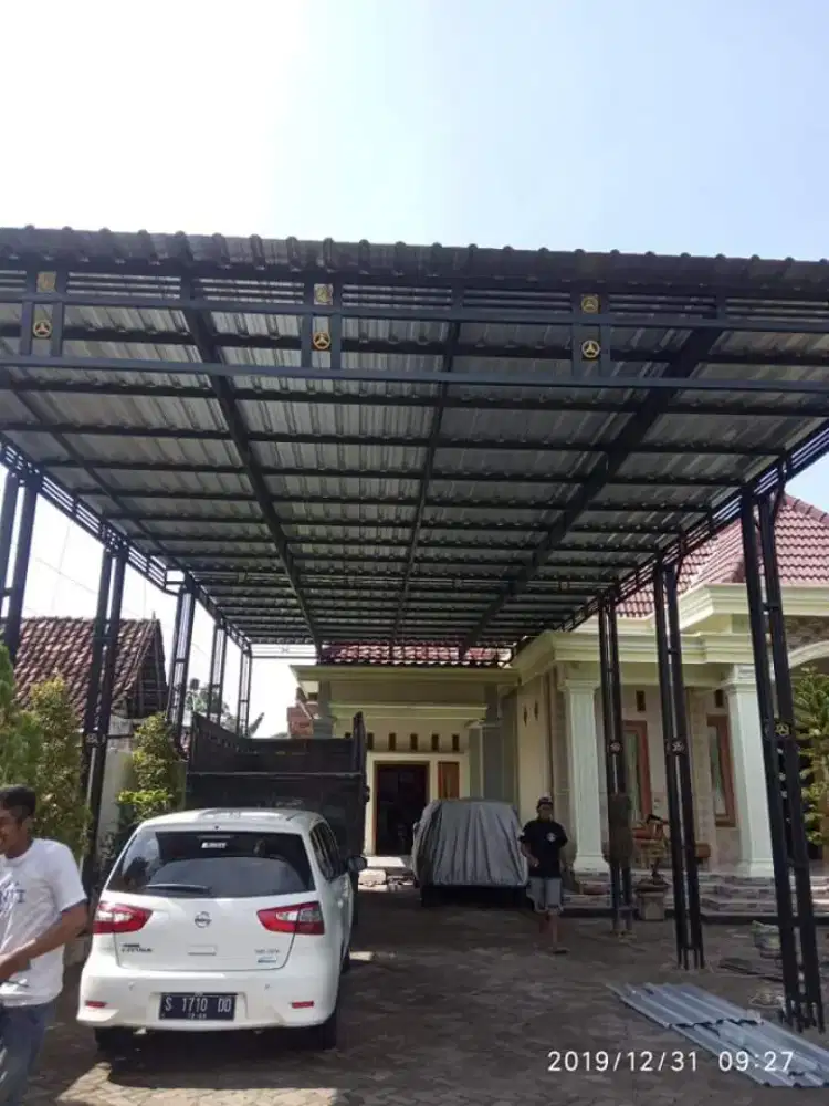 Kanopi apik alus turmurah rangka galvanis atap galvalum