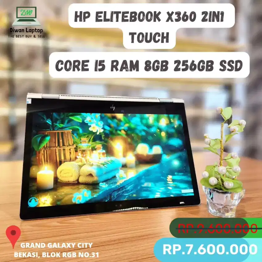 LAPTOP HP ELITEBOOK X360 2IN1 TOUCH CORE I5 RAM 8GB BEKAS SECOND