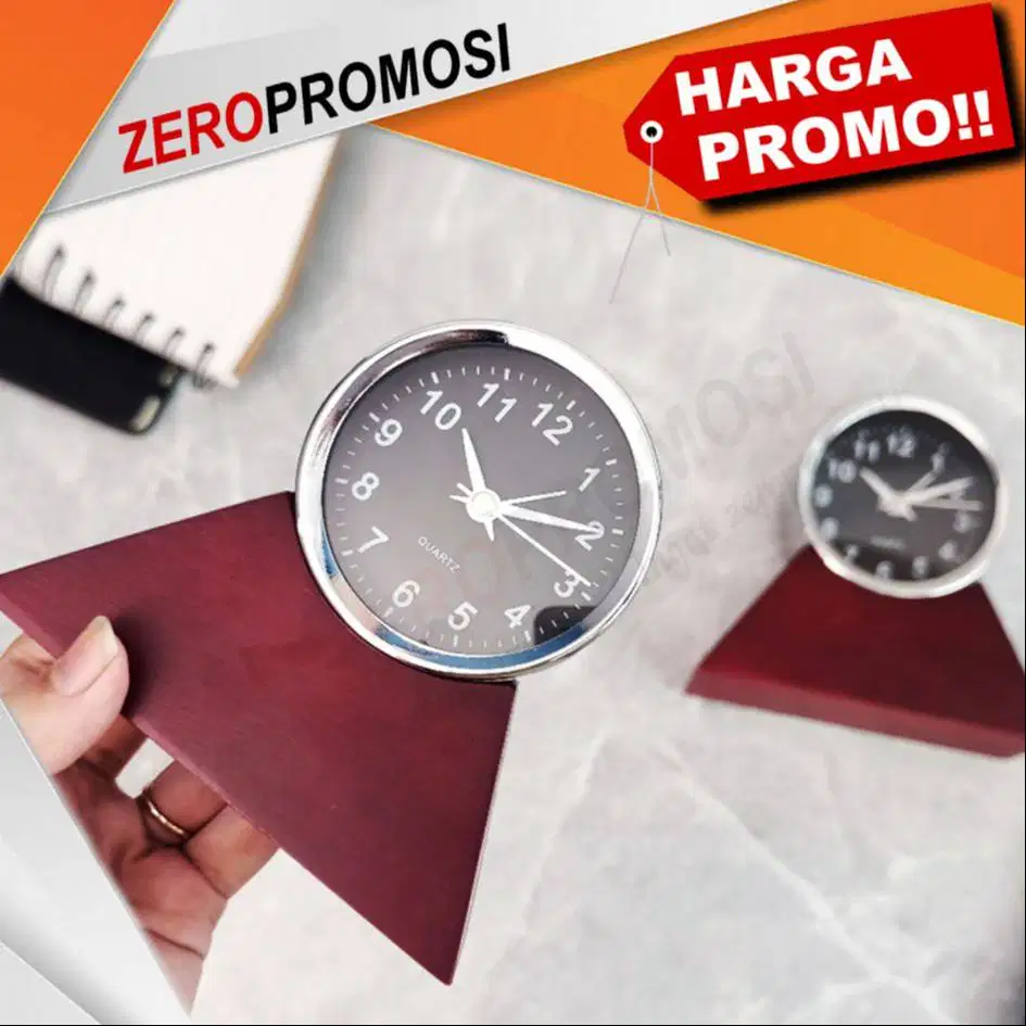 Promosi Jam Meja Kayu JHM004 Segitiga Custom