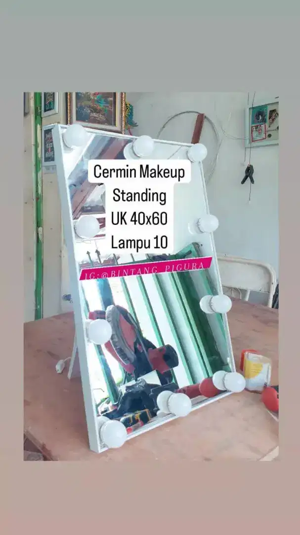 Standing mirror uk 40x60 cermin for make up mua lampu 10