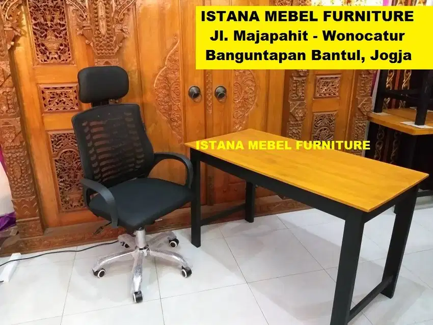 Paket Set Meja Kursi Kerja Komputer Kantor Tulis Belajar Hidrolik #BS