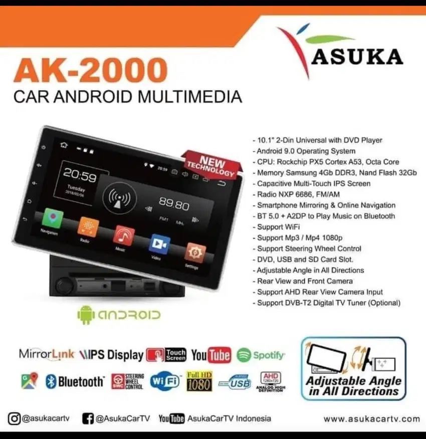 Headunit mobil merk Asuka Ak2000