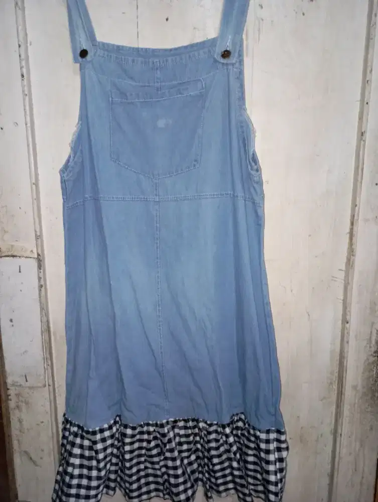 Baju kodok rok kekinian bahan jeans