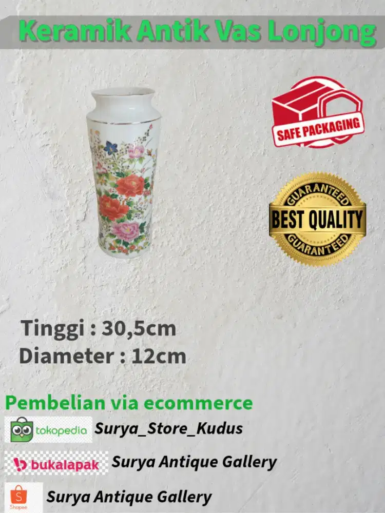 Keramik Antik Vas Bunga Lonjong