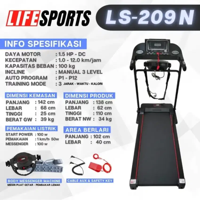 TREADMILL ELECTRIC LS209N ORIGINAL LIFESPORTS