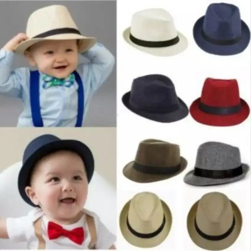 Topi Fedora Jerami Anak Model Terbaru (BIRU)