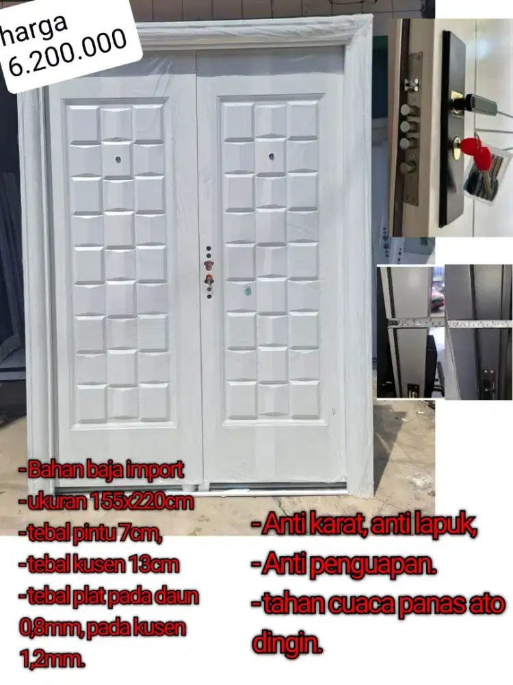 Pintu 2 daun baja/aluminium impor