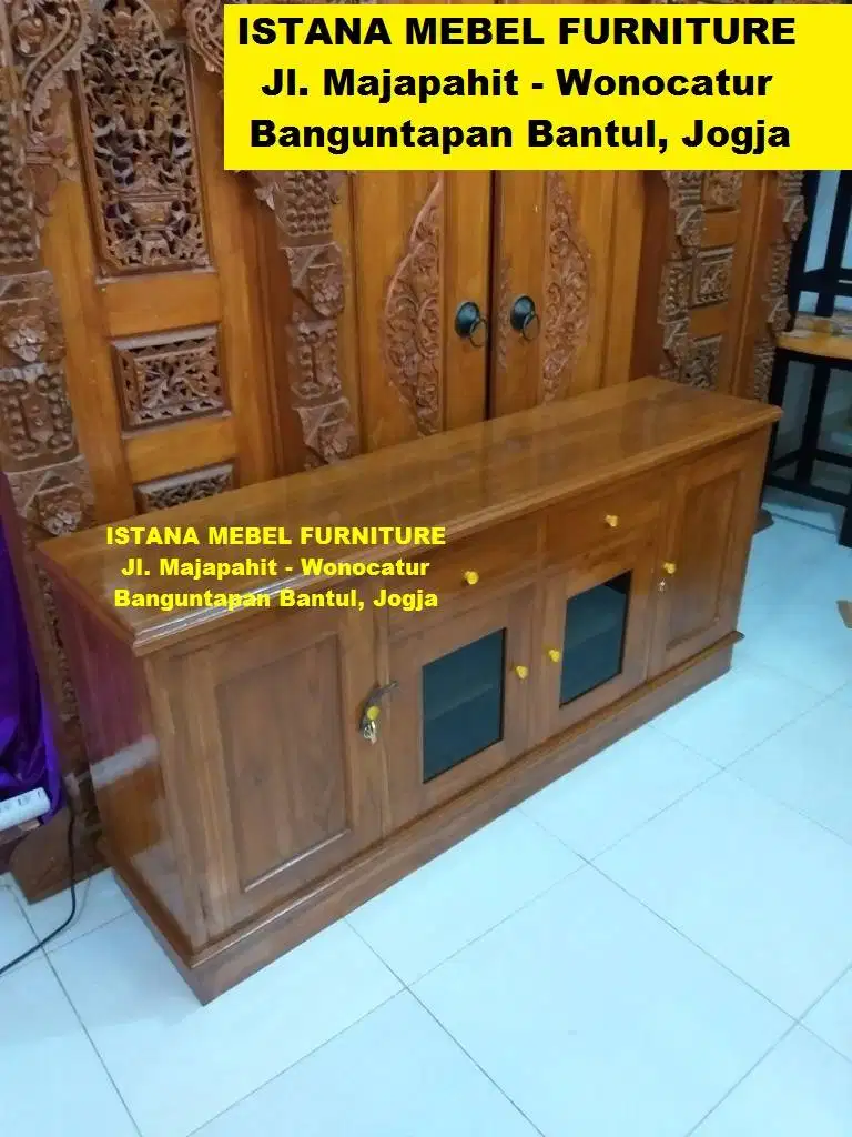 Lemari Bifet Bufet Buffet Biffet Meja Rak TV Televisi Kayu Jati (ben)